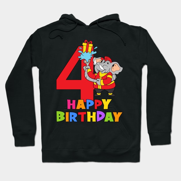 4th Birthday Party 4 Year Old Four Years Hoodie by KidsBirthdayPartyShirts